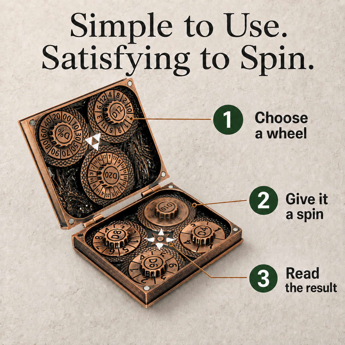 Codex Metal Dice Spinner – Pocket Fidget & Collectible Gift