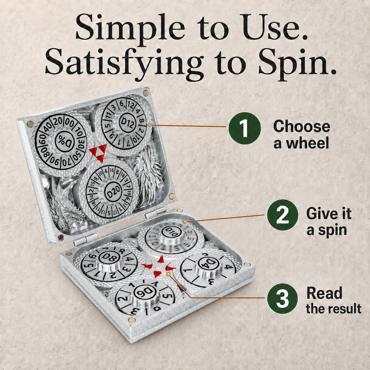 Codex Metal Dice Spinner – Pocket Fidget & Collectible Gift