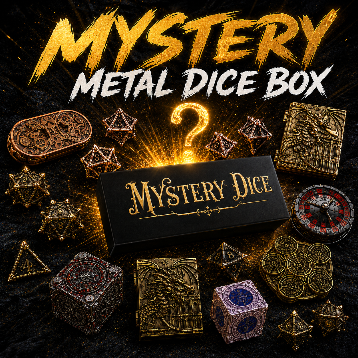 Mystery Random Metal Dice Box– $39.99+ Value