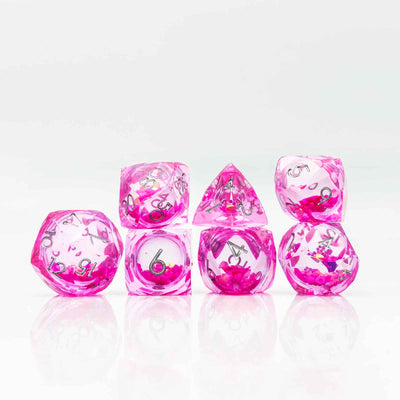 Prismatic Starfall Glitter Liquid Core Resin Dnd D&D Dice Set - Coral Red