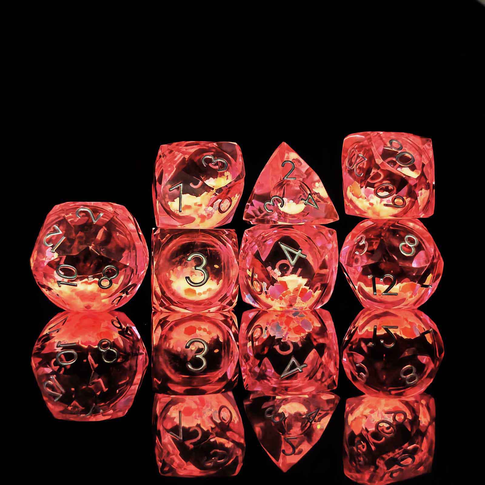 Glowpaw Prism Cat Liquid Core Resin Dnd D&D Dice Set - Orchid Pink