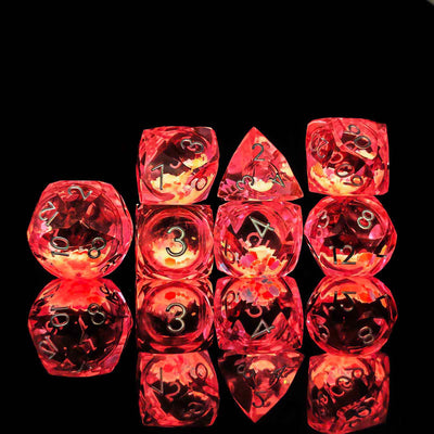 Glowpaw Prism Cat Liquid Core Resin Dnd D&D Dice Set - Orchid Pink