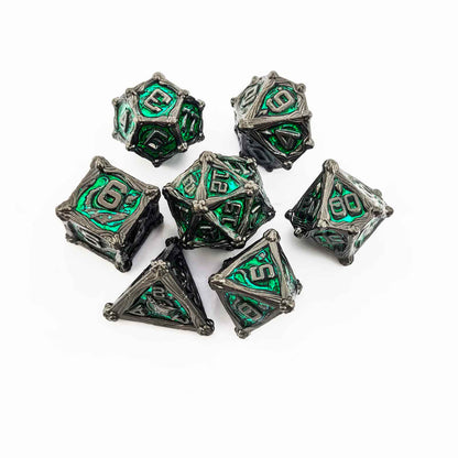 Dragon Crest Ancient Wyrm Metal Dnd D&d Dice Set - Pearl Gunmetal Green