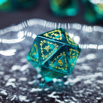 Emerald Zircon Dice Old Seal Gemstone COC Dungeons & Dragons Dnd TRPG - Masters Dice