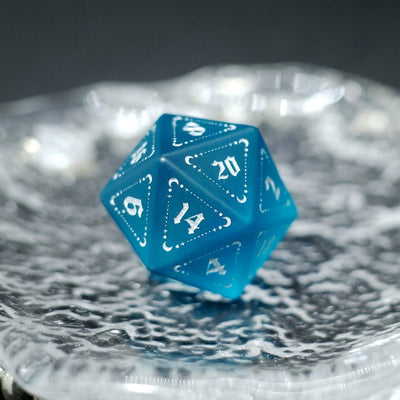Frosted Blue Zircon Gem Dice COC Dungeons And Dragons Dnd Sea Blue TRPG - Masters Dice