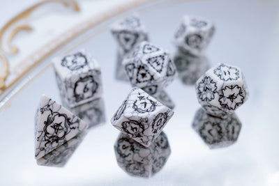 Old Print Turquoise Dice Synthetic Gemstone COC Dungeons And Dragons Dnd Warhammer Dice - Masters Dice