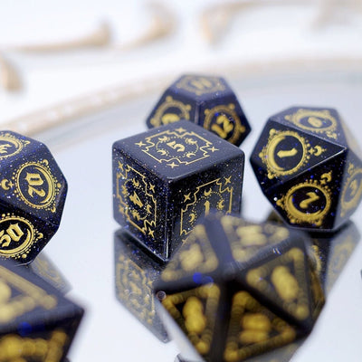 Bluestone Dice Night Sky Gem COC Dungeons & Dragons Dnd TRPG Warhammer Dice - Masters Dice