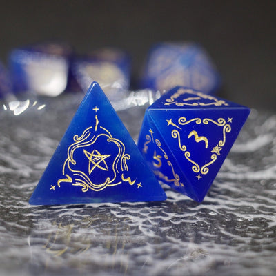 Deep Blue Cat'S Eye Gem Dice COC Dragons And Dungeons Dnd TRPG Warhammer Dice - Masters Dice