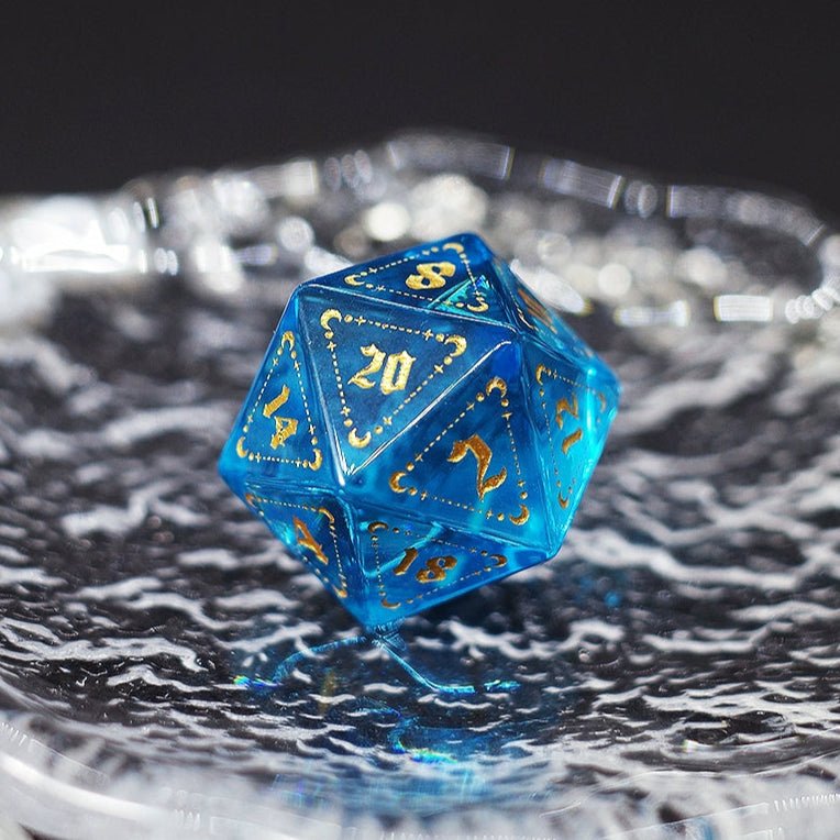 Blue Zircon Gem Dice COC Dragons And Dungeons Dnd TRPG Bode Gate Dice - Masters Dice