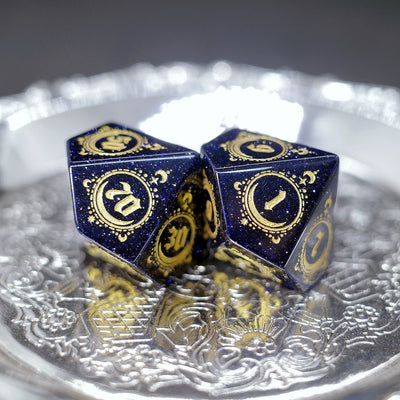 Bluestone Dice Night Sky Gem COC Dungeons & Dragons Dnd TRPG Warhammer Dice - Masters Dice