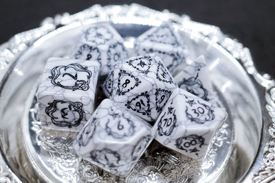 Old Print Turquoise Dice Synthetic Gemstone COC Dungeons And Dragons Dnd Warhammer Dice - Masters Dice