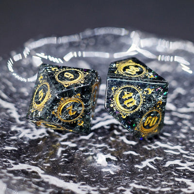 Black Zircon Lightning Popping Gem Dice COC Dragons And Dungeons Dnd TRPG - Masters Dice