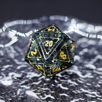 Black Zircon Lightning Popping Gem Dice COC Dragons And Dungeons Dnd TRPG - Masters Dice