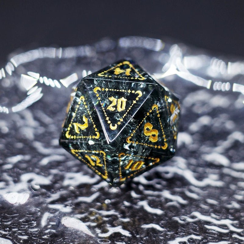 Black Zircon Lightning Popping Gem Dice COC Dragons And Dungeons Dnd TRPG - Masters Dice