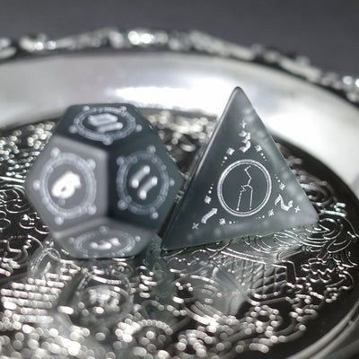 Frosted Black Zircon Gem Dice COC Dungeons And Dragons Dnd Sea Blue TRPG - Masters Dice
