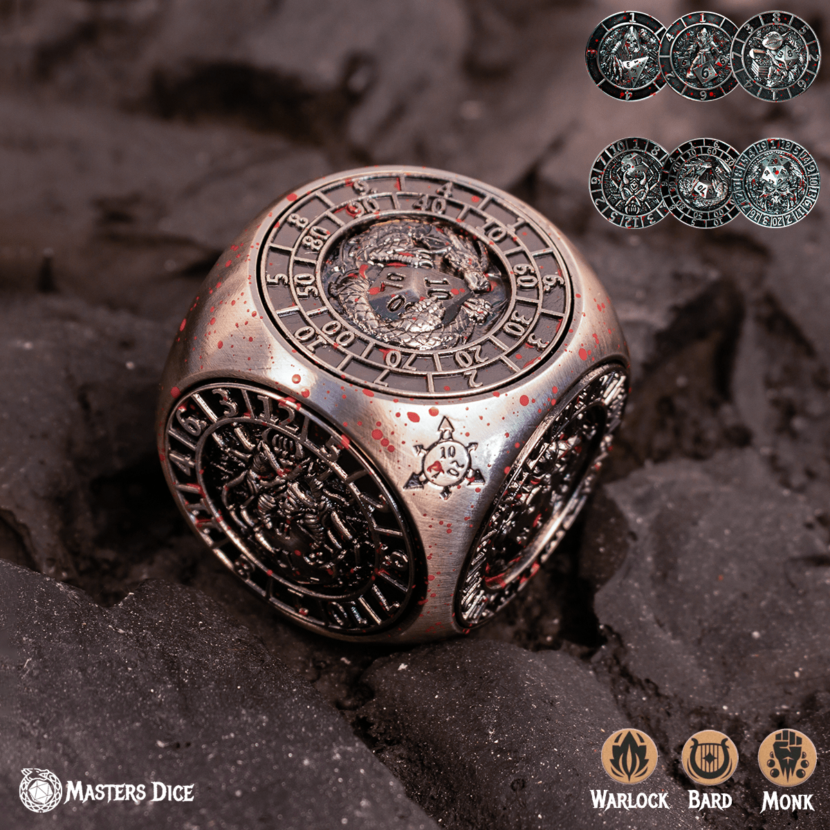 Masters Dice Relic 002 – 7 - in - 1 The Oracle’s Eye Cube Spinner DND Dice for Dungeon Masters & Collectors - Masters Dice