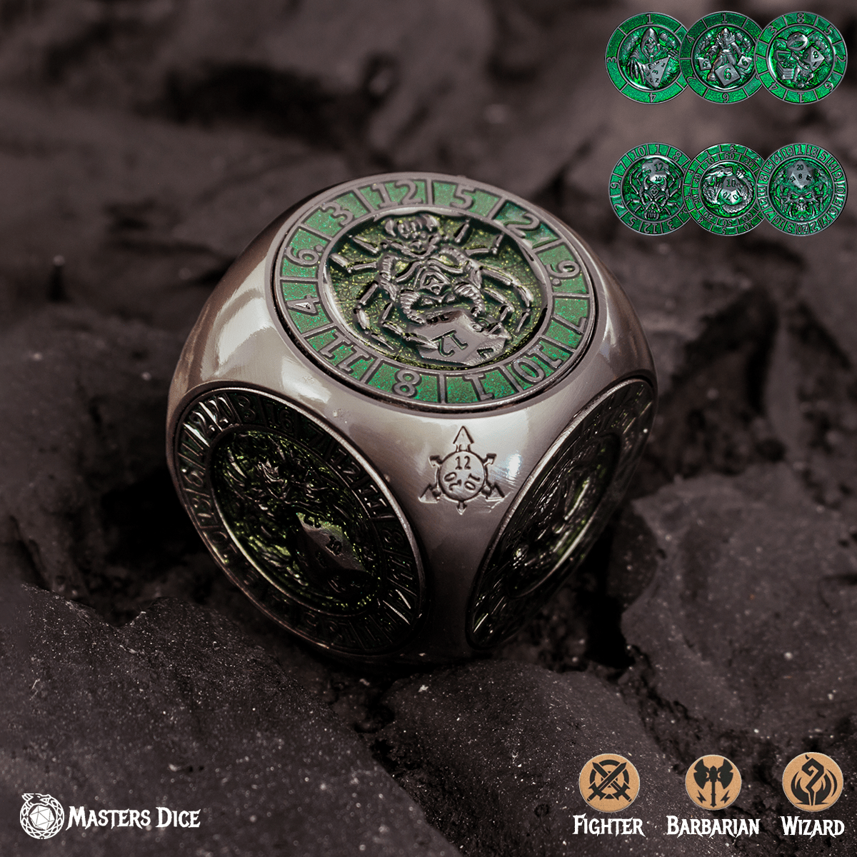 Masters Dice Relic 002 – 7 - in - 1 The Oracle’s Eye Cube Spinner DND Dice for Dungeon Masters & Collectors - Masters Dice