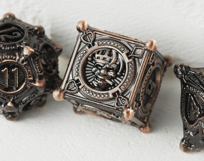 Gambler’s Sigil Playing Card Metal Dnd D&d Dice Set - Antique Copper
