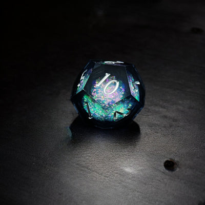 Black Aurora Sphere Liquid Core Resin Dnd D&d Dice Set - Masters Dice