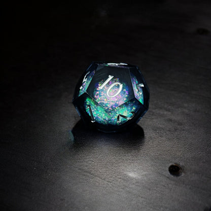 Black Aurora Sphere Liquid Core Resin Dnd D&d Dice Set - Masters Dice