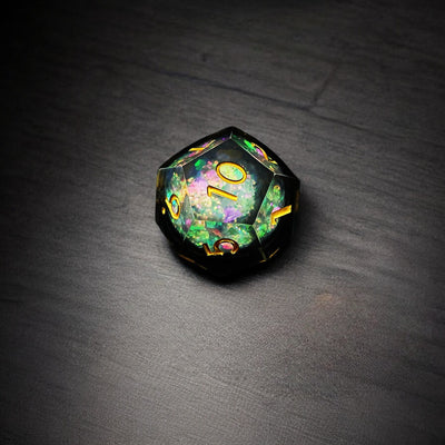 Black Cosmic Radiance Liquid Core Resin Dnd D&d Dice Set - Masters Dice