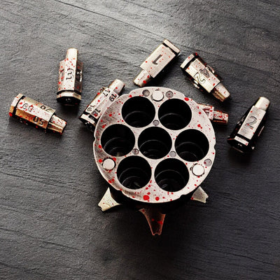 Bloodstained Revolver Metal Dnd D&d Dice Set - Masters Dice