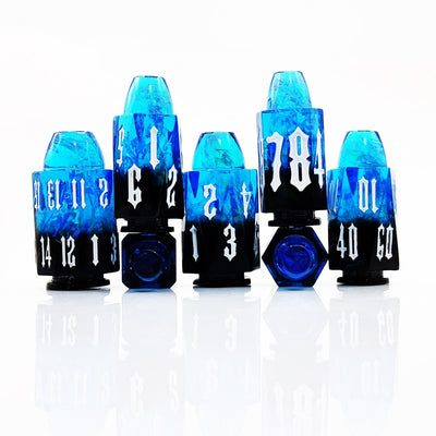 Blue Black Gradient Frosted Abyss Bullet Resin Dnd D&d Dice Set - Masters Dice