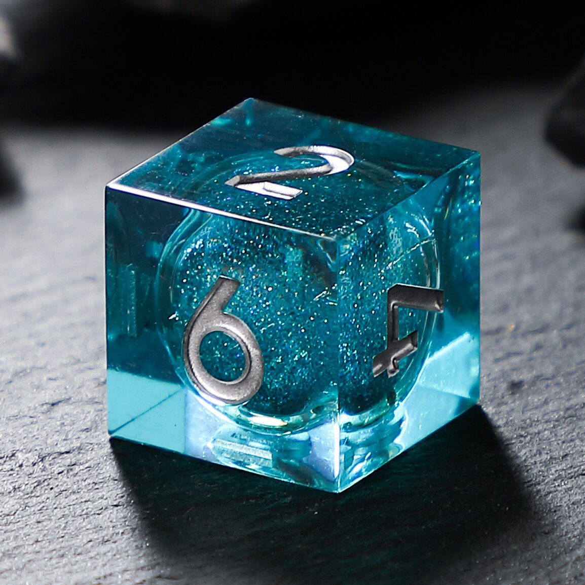 Blue Oceanic Crystal Liquid Core Resin Dnd D&d Dice Set - Masters Dice
