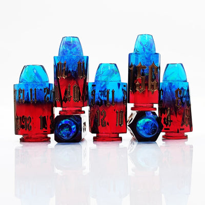 Blue Red Gradient Molten Sapphire Bullet Resin Dnd D&d Dice Set - Masters Dice