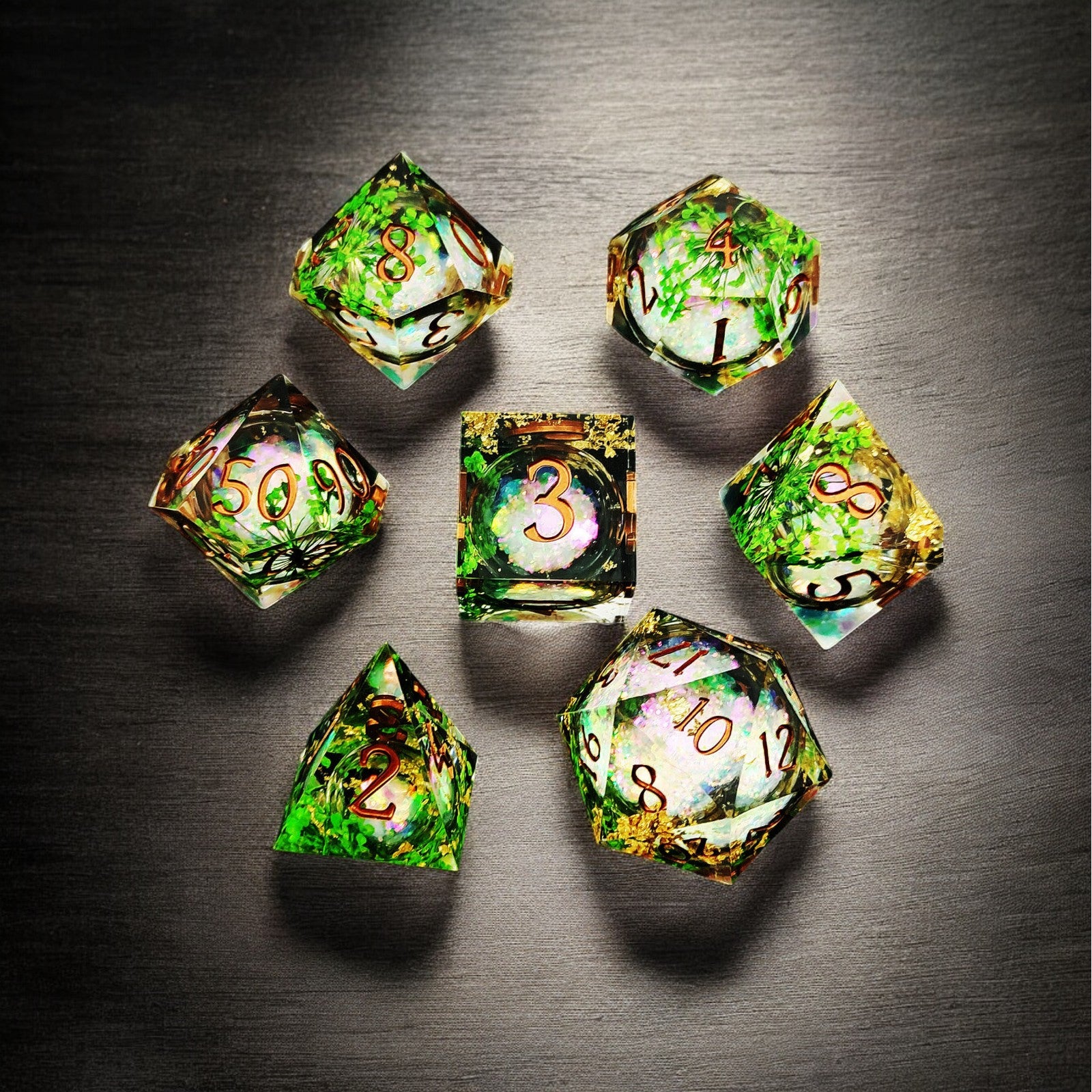 Botanical Gem Liquid Core Resin Dnd D&d Dice Set - Masters Dice