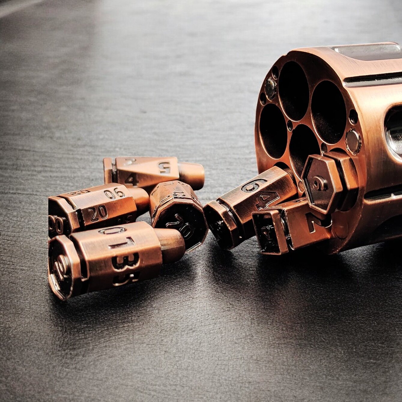 Bronze Revolver Metal Dnd D&d Dice Set - Masters Dice