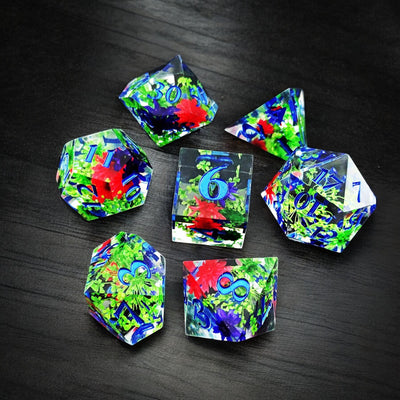 Colorful Verdant Bloom Resin Dnd D&d Dice Set - Masters Dice