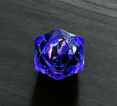 Dark Purple Phantom Nebula Dragon Eye Liquid Core Resin Dnd D&d Dice Set - Masters Dice