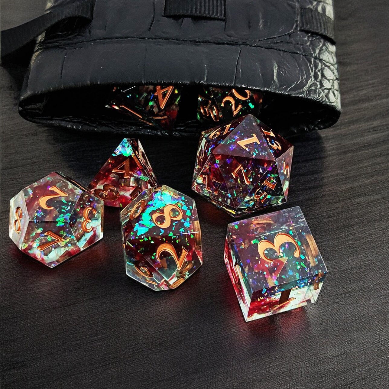 Dark Red Nebula Blood Resin Dnd D&d Dice Set - Masters Dice