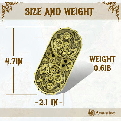 Masters Dice Artifact 001 – 7 - in - 1 Gearforged Spinner DND Dice for Dungeon Masters & True Fans - Masters Dice