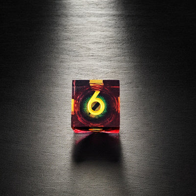 Golden Flame Dragon Eye Liquid Core Resin Dnd D&d Dice Set - Masters Dice