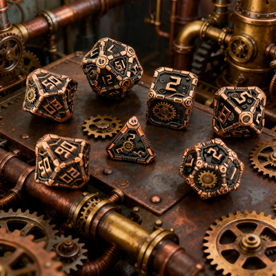 Clockwork Gear Core Metal Dnd D&d Dice Set - Antique Copper