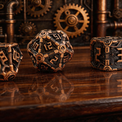 Clockwork Gear Core Metal Dnd D&d Dice Set - Antique Copper
