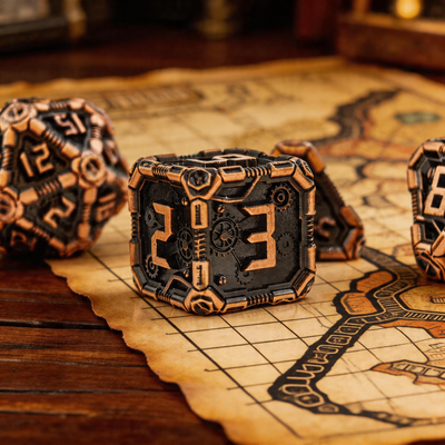 Clockwork Gear Core Metal Dnd D&d Dice Set - Antique Copper