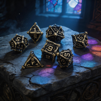 Dragon Crest Ancient Wyrm Metal Dnd D&d Dice Set - Antique Bronze