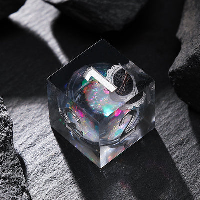 Phantom Ruins Black Silver Skeleton Specter Liquid Core Resin Dnd D&D Dice Set - Masters Dice