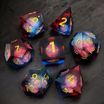 Prismatic Blaze Liquid Core Resin Dnd D&d Dice Set - Masters Dice