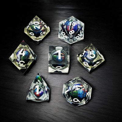 Prismatic Void Dragon Eye Liquid Core Resin Dnd D&d Dice Set - Masters Dice