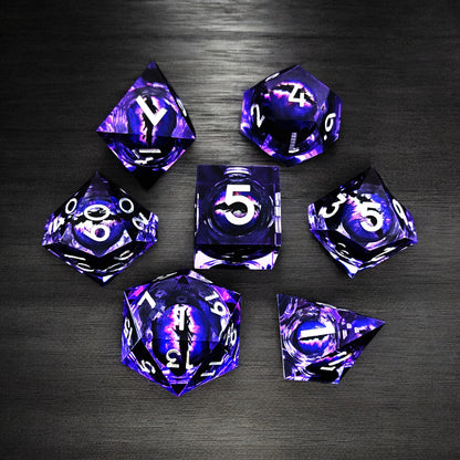 Purple Arcane Pulse Dragon Eye Liquid Core Resin Dnd D&d Dice Set - Masters Dice