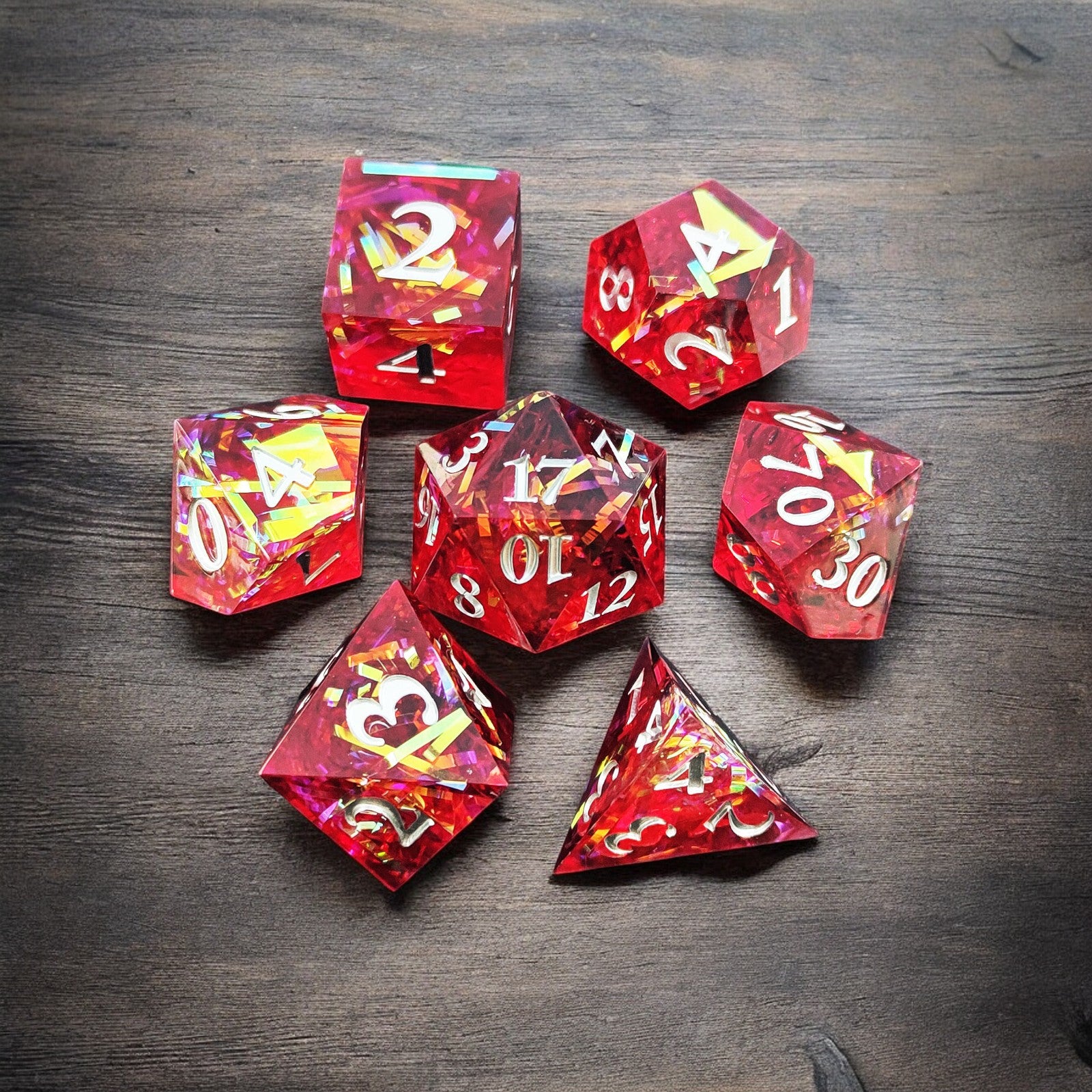 Red Ruby Shard Resin Dnd D&d Dice Set - Masters Dice