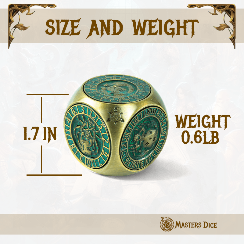 Masters Dice Relic 002 – 7 - in - 1 The Oracle’s Eye Cube Spinner DND Dice for Dungeon Masters & Collectors - Masters Dice