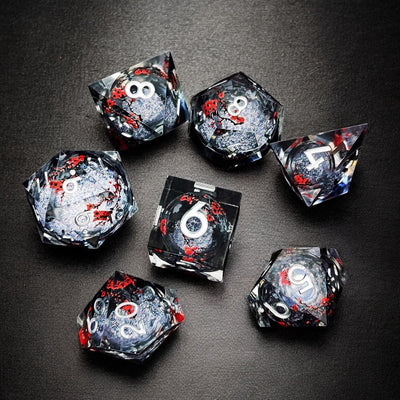 Silver Plum Blossom Liquid Core Resin Dnd D&d Dice Set - Masters Dice