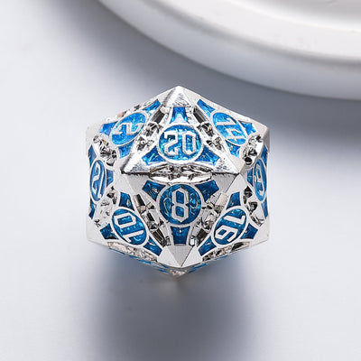 Stellar Forge Blue & Silver Oracle Metal Dnd D&D Dice Set - Masters Dice