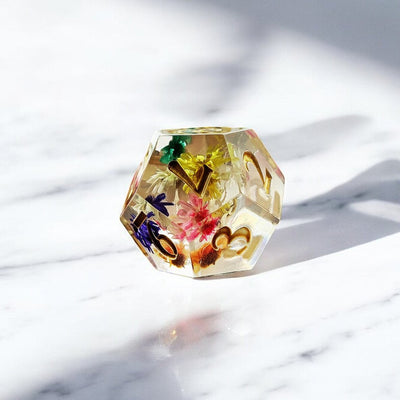 Transparent Flower Blooming Garde Resin Dnd D&d Dice Set - Masters Dice
