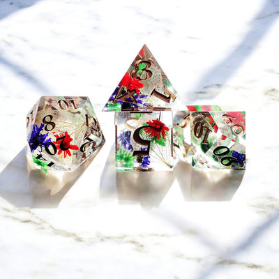 Transparent Petal Glimmer Resin Dnd D&d Dice Set - Masters Dice